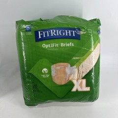 FitRight Adult Diapers OptiFit Incontinence Briefs XL 56in-64in 20 Count White