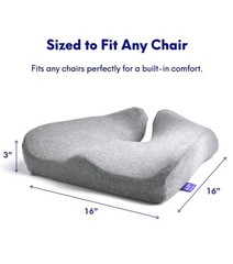 C Cushion Lab Dense Memory Foam Pressure Relief Ergonomic Seat Cushion, Gray