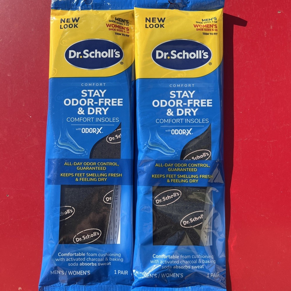 Set of 2 -Dr Scholl’s Stay Odor Free & Dry Insoles Unisex (M’s 7-13 | W’s 5-10)