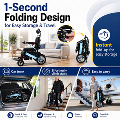 Foldable Electric Wheelchair 30+ Miles 330lb Reclining Power Wheelchair 700W