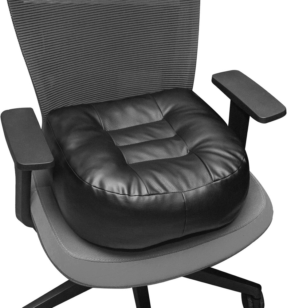 Leather Seat Cushion Extra-Thick Booster for Office Chair to Rise Height