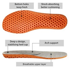 Knixmax Leather Insoles For Men Sports Shoes Inserts Plantar Fasciitis Flat Feet