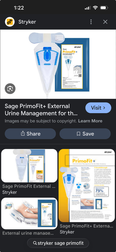 Sage Stryker 5404 Primofit External Urine Management for male catheter