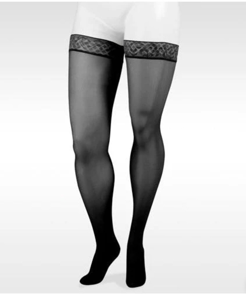 Juzo Soft Thigh High, Full Foot, Silicone Band, 12-16mmhg (Size: 2) Black – 5000
