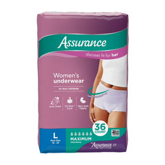 Assurance Women’s Incontinence & Postpartum Underwear, L , Maximum Absorbency 72