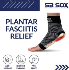 SB SOX Plantar Fasciitis Relief Socks – Night Splint & Foot Medium, Black