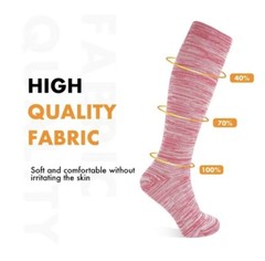 3 Pairs Breathable Compression Socks (Pink, Blue,Grey) 15-20mmHg