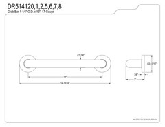 DR514125 Meridian inch Decorative Ada Grab Bar, 12″, Oil Rubbed Bronze