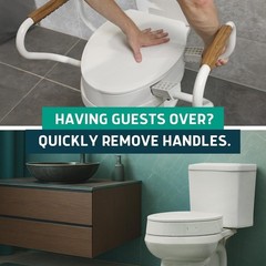 Lunderg Raised Toilet Seat with Handles Elongated 3 Inches 300lbs