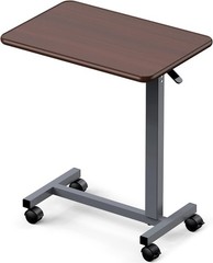Adjustable Overbed Table with Wheels, Bedside Rolling Table, Pneumatic Height…