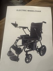 Foldable Electric Wheelchair w/ Joystick, 4-Wheel Electric/Battery, Black/Teal