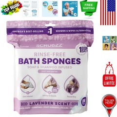 All-in-One Bathing Sponge Wipes – 25 Rinse-Free Body Cleansing Towelettes