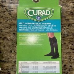 2 Pair Mens CURAD Regular Mild Compression 8-15 MMHG Black Dress Socks New