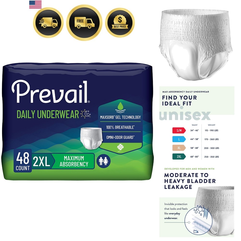Daily Protective Underwear – Unisex Adult Incontinence Underwear – Disposable…