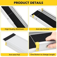 8ft Telescoping Adjustable Aluminum Wheelchair Ramp ,Portable Ramp Non-Slip Pair