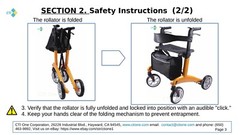 Carbon Fiber Foldable Rollator Walker Blue Color in Stock, Model Number W102