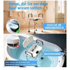 Adjustable 360° Heavy Duty Swivel Shower Chair w Padded Back & Arms 550 Lb…