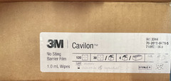 1 case of 3M Cavilon No Sting Sterile Skin Barrier Film Wipes 1.0 mL 3344 120Pk