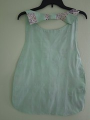Flowers Patchwork/Teal, Adult Bib, Handmade , 35 1/2” by 21 ½”, reversible