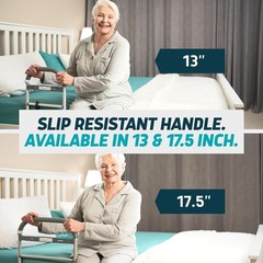 Large Bed Assist Rail for Seniors with Motion-Activated Light & Non-Slip Bar
