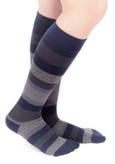 VENACOUTURE Mens Compression Socks 15-20mmHg Regency Stripe Size:B Midnight Navy