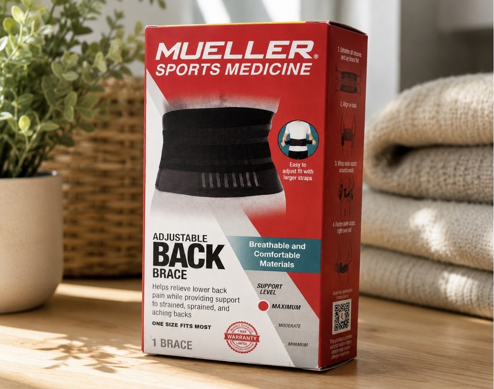 Mueller Sport Medicine Adjustable Back Brace One Size Fits Most