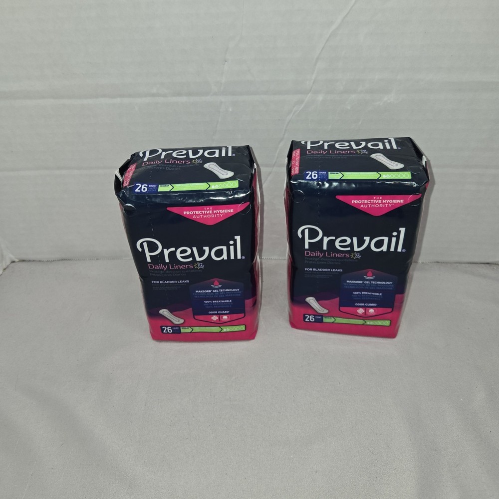 PREVAIL Daily Liners Regular 26 Count Maxsorb Technology Lot Of 2 Pkgs NIP