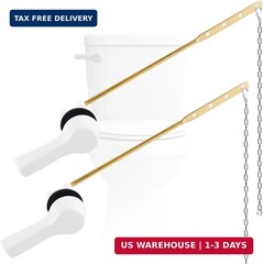 2PCS Metal Toilet Handle Lever Replacement, Universal Fit, White | Front Mount T