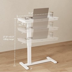 Solid Wood Overbed Bedside Table with Wheels, Adjustable Medical Tilt Top Hospit