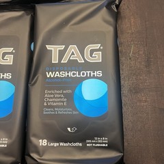 Lot 12 TAG Disposable Wipes Washcloths Alcohol-Free w/Aloe Vera Vitamin E