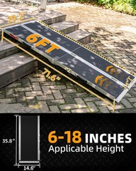 6FT Foldable Wheelchair Ramp with Reflective Safety Baffles – Accessible Living
