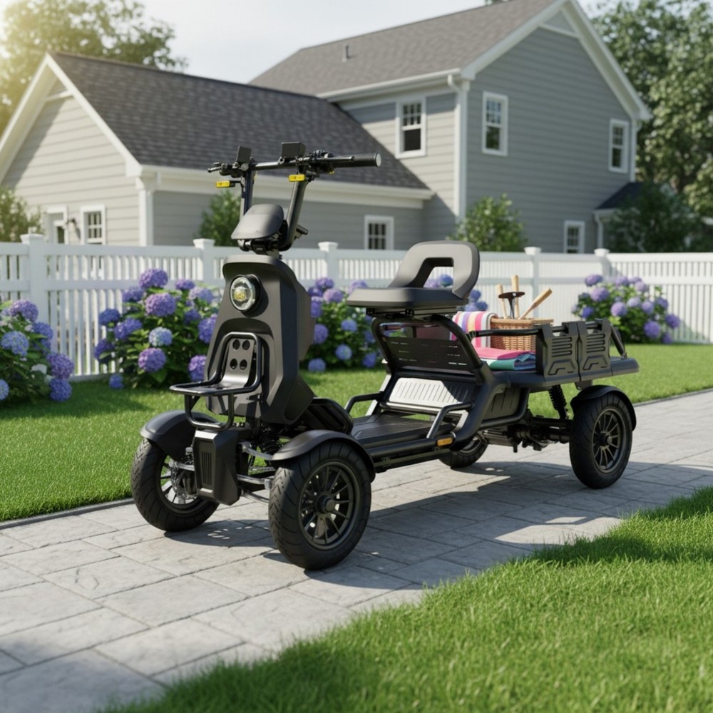 Heavy Duty 4-Wheel Electric Mobility Scooter for Adults w/Cargo Platform 1000W