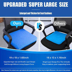 Gel Seat Cushion for Long Sitting Pressure Super Large – 19x18x1.65inch, Blue