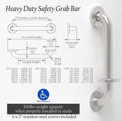 16/24 inch Bathroom Basic Grab Bar, 304 Stainless steel bar, White Color