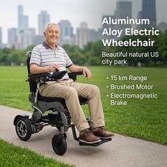 Lightweight Foldable Electric Wheelchair 265Lb 250W Power Motor Mobility Aid