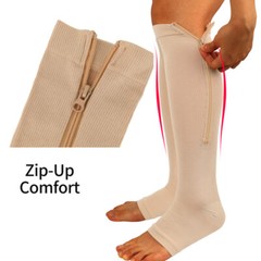 Zipper Open Toe Compression Socks 20-30mmHg Calf Leg Ankle Support Stocking