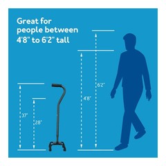 Adjustable Quad Cane Supports up to 250 Pounds Adjustable Height Black