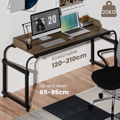 Overbed Table with 360° Wheels Over Bed Table King Queen Laptop Computer Desk