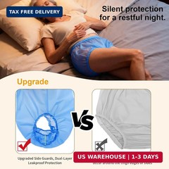 Washable Adult Diaper Cover Waterproof Reusable Incontinence Pants Blue XL