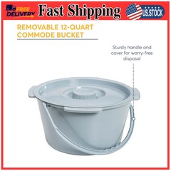 Drive Medical Steel Folding Bedside Commode Deep Seat Gray