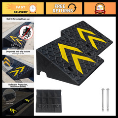 Heavy-Duty Rubber Curb Ramp 6″ Rise 2 Pack – 11000 lbs Capacity Threshold Ramps