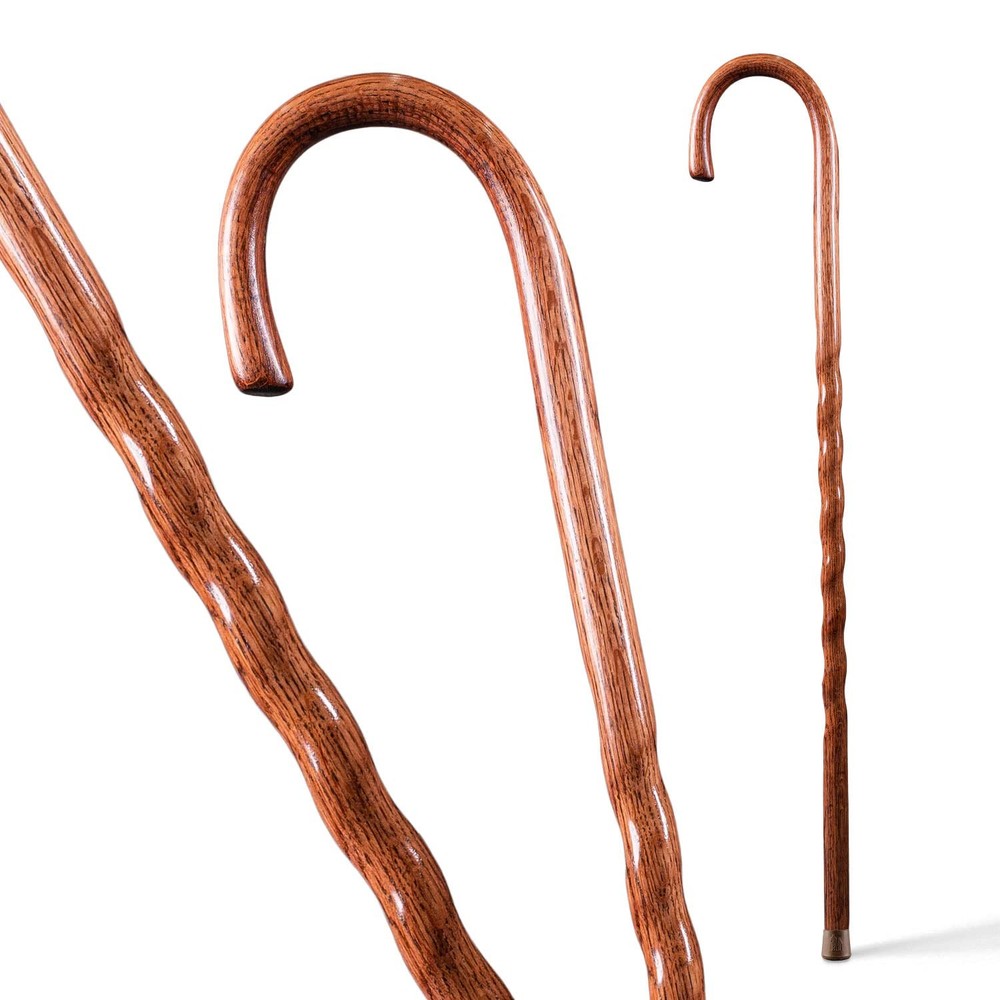 Brazos Handcrafted Wood Walking Cane, Twisted Oak, 37 Inch (Pack of 1), Red