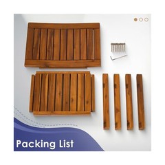 Teak Shower Bench, 20″ Solid Wood Shower Stool Waterproof Shower Seat with St…