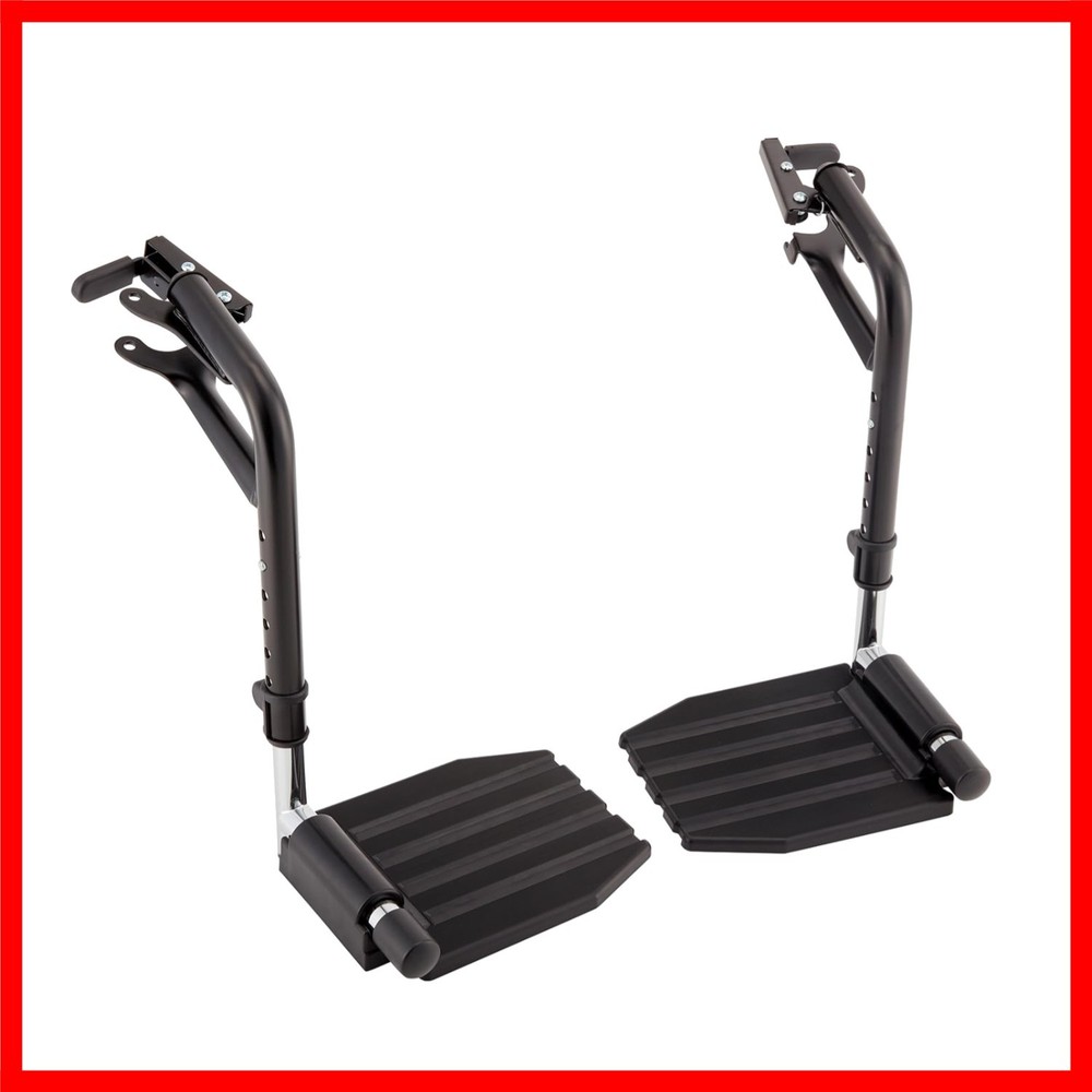Adjustable Swing-Away Wheelchair Footrest with Flip-Up Composite Footplate