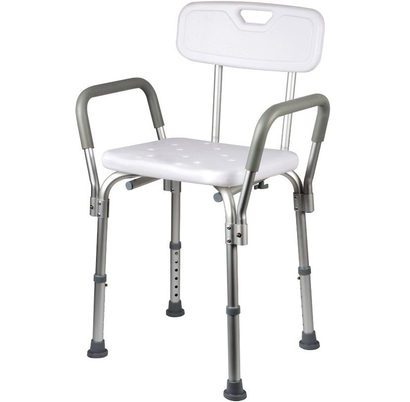 Shower Chair 350lbs with Back Bath Bench Seat Stool Arms Adjustable Height I