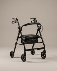 Drive 4-Wheel Rollator Walker w/ Seat, Hand Brakes, Storage Compartment Black