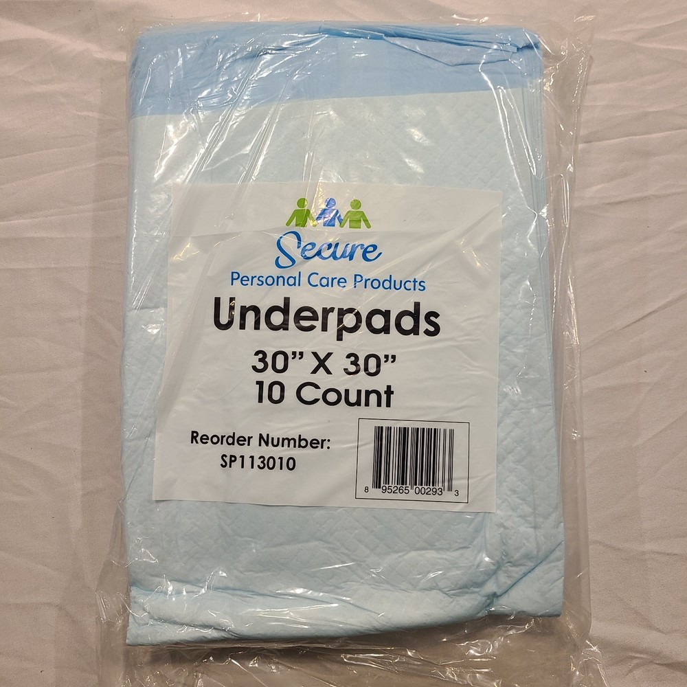 Secure Personal Care Underpads 30×30″ Disposable 10-Count (SP113010)