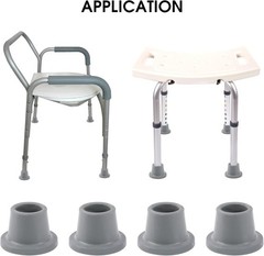 4 Pack Replacement Rubber Feet for Shower Chairs – Safe Non-Slip Tips 1-1/8″ I.D