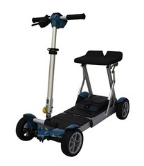 Folding Scooter Only 37 lbs, 250 lb Cap 7-10 Miles Warranty BLUE EV Rider Gypsy