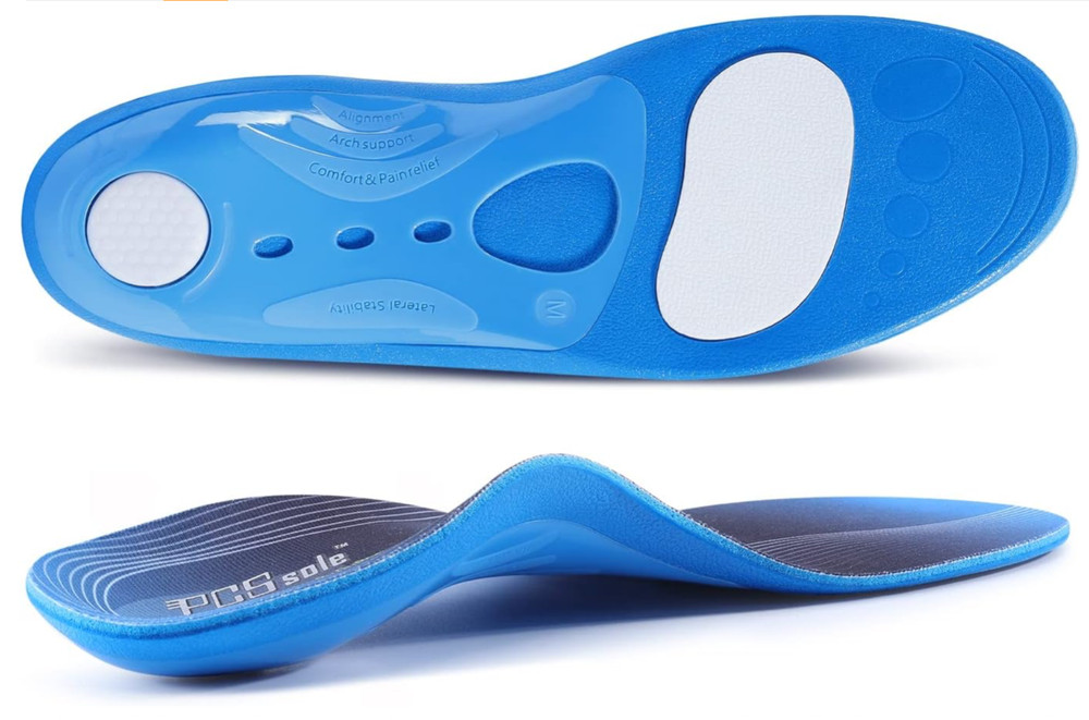 PCSsole Orthotic Arch Insoles, 220+ Lbs Gel Support, S: Men 6-7.5/Women 8-9.5